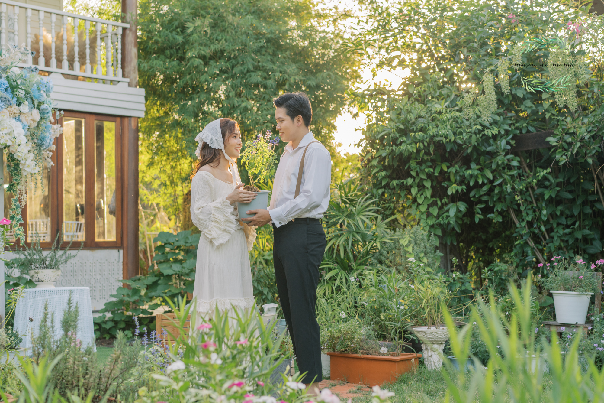 pre wedding photography, vintage wedding photo, garden wedding, maison de mamie wedding venue, wedding photography