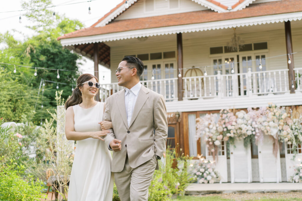 thai wedding photo at Maison de Mamie wedding venue, garden wedding, Thai wedding ceremony, Thailand wedding destination,
Thailand wedding venue