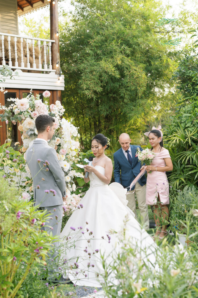 garden wedding, vow ceremony, maison de mamie wedding venue, Thailand wedding venue, สถานที่จัดงานแต่งงาน, เมซองเดอมามี, สถานที่จัดงานในสวน