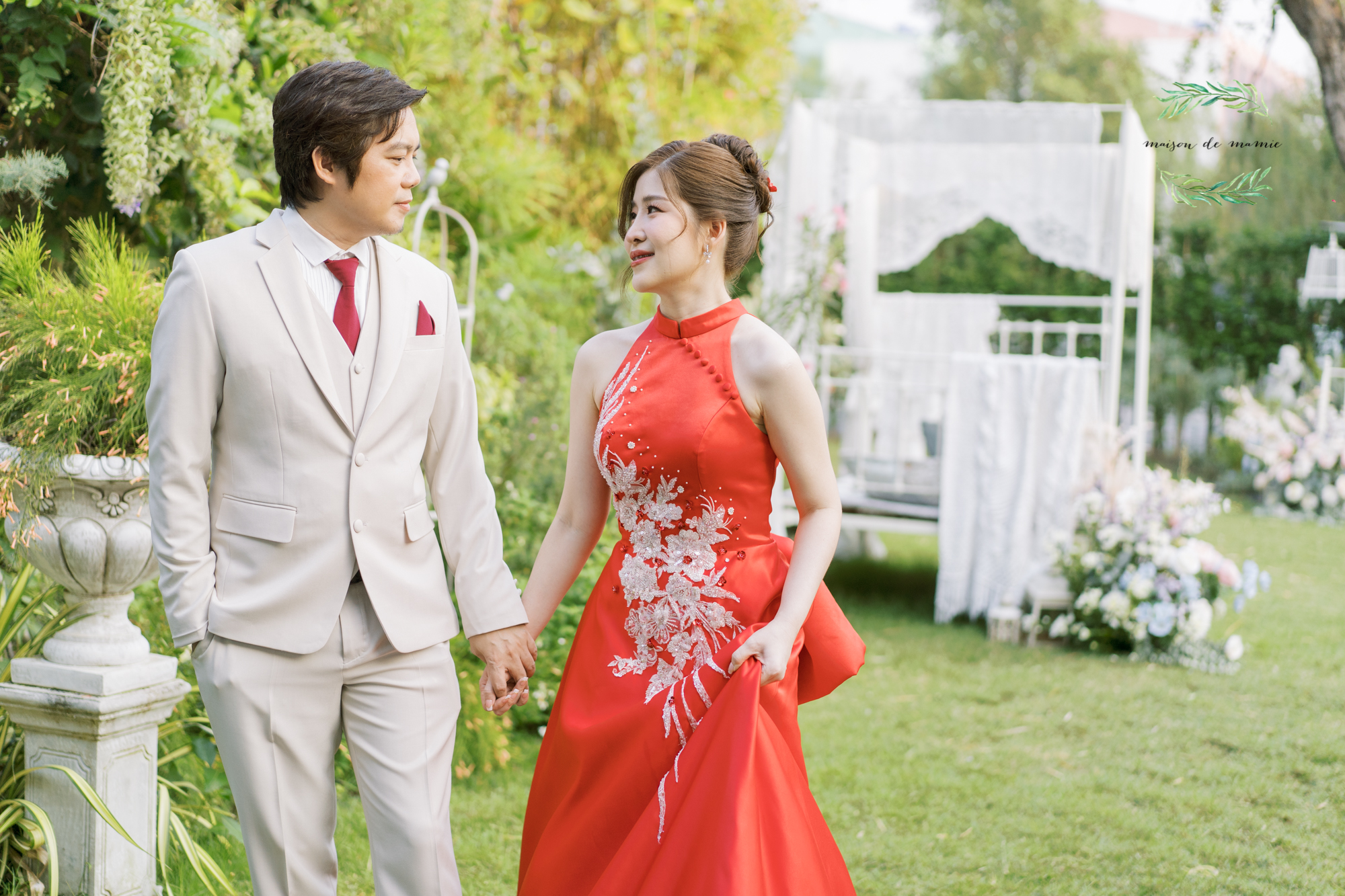 thai wedding photo at Maison de Mamie wedding venue, garden wedding, Thai wedding ceremony, Thailand wedding destination,
Thailand wedding venue, vintage wedding