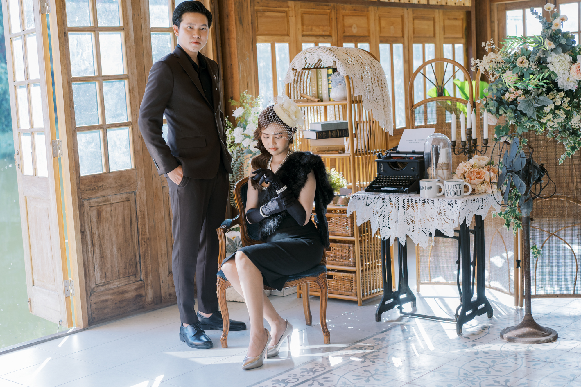 Pre wedding photography in vintage style. We take the photography both indoor and outdoor location. Theme : Planting in cottage garden, Romance in boat and Elegance vintage dress.